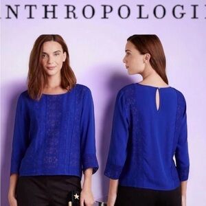 Meadow Rue Blue Lace Blouse